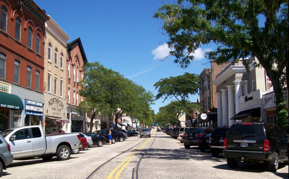 Main Street in Northport village, New York